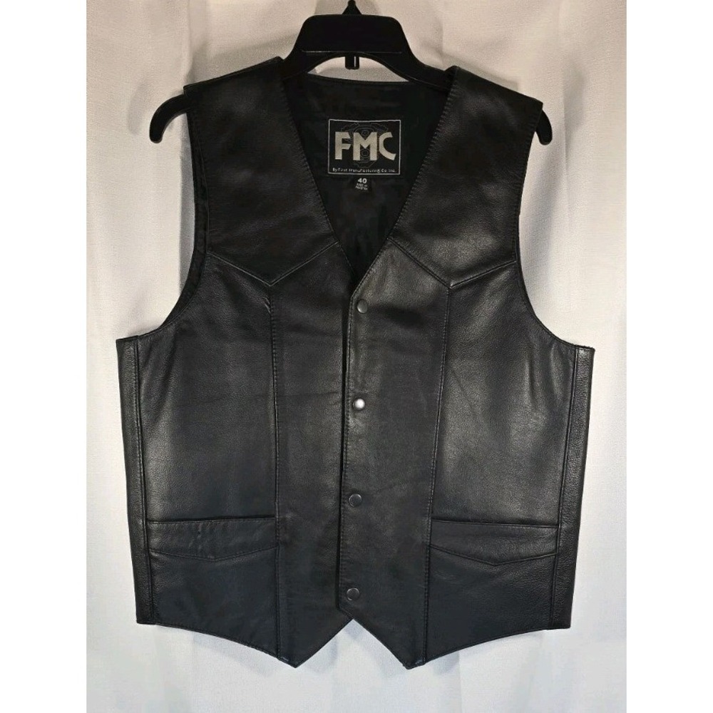 FMC Women's Sleek Black Leather Vest